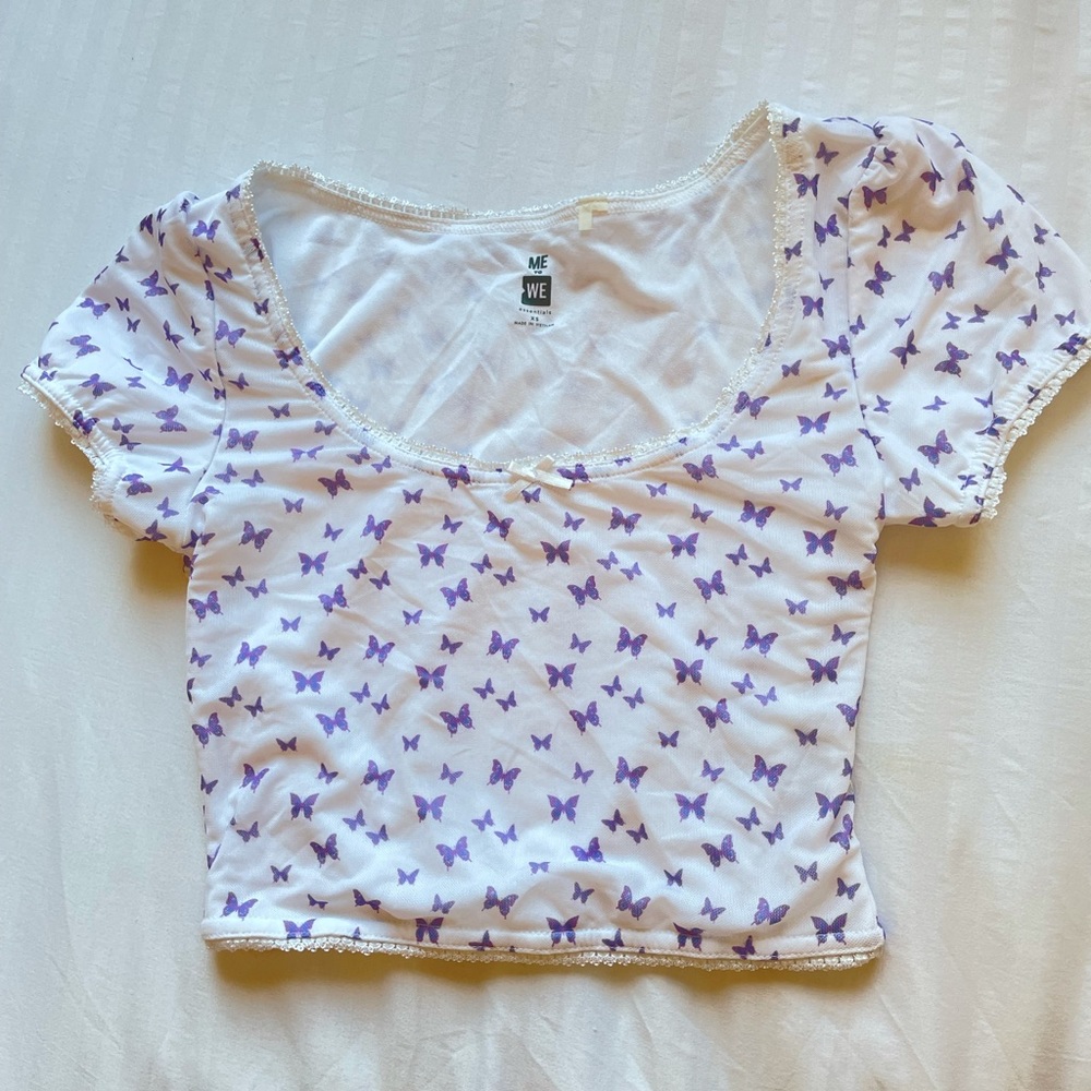 Pacsun Butterfly Cropped Short Sleeve